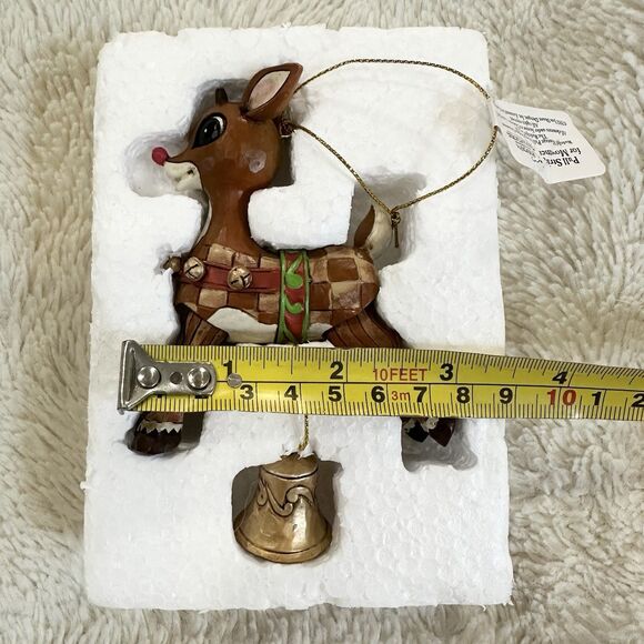 Jim Shore Rudolph Reindeer Vintage Pull String Hanging Christmas Ornament - Picture 2 of 8